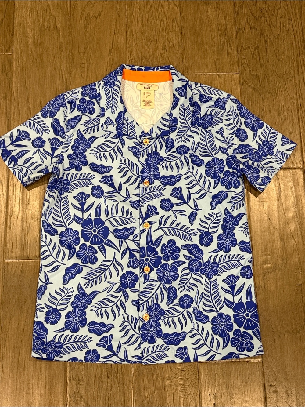 Panama Jack Kid's Blue Floral Short Sleeve, Button Down Shirt